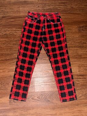 Red and Black Plaid Men’s Jeans